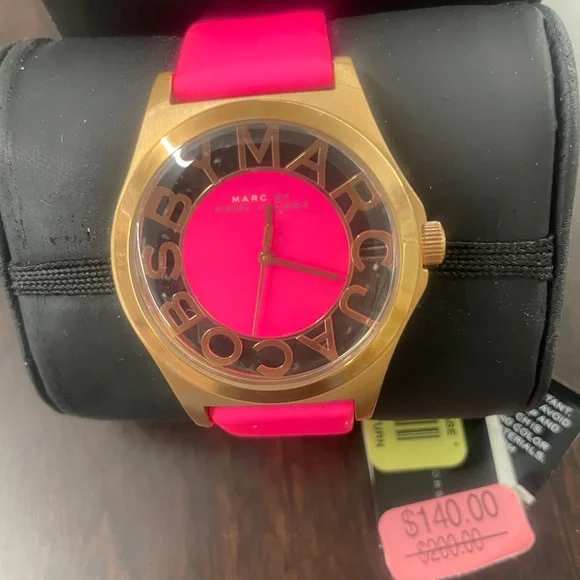 NWT MARC By Marc Jacobs Hot Pink Watch With Rose Gold Face